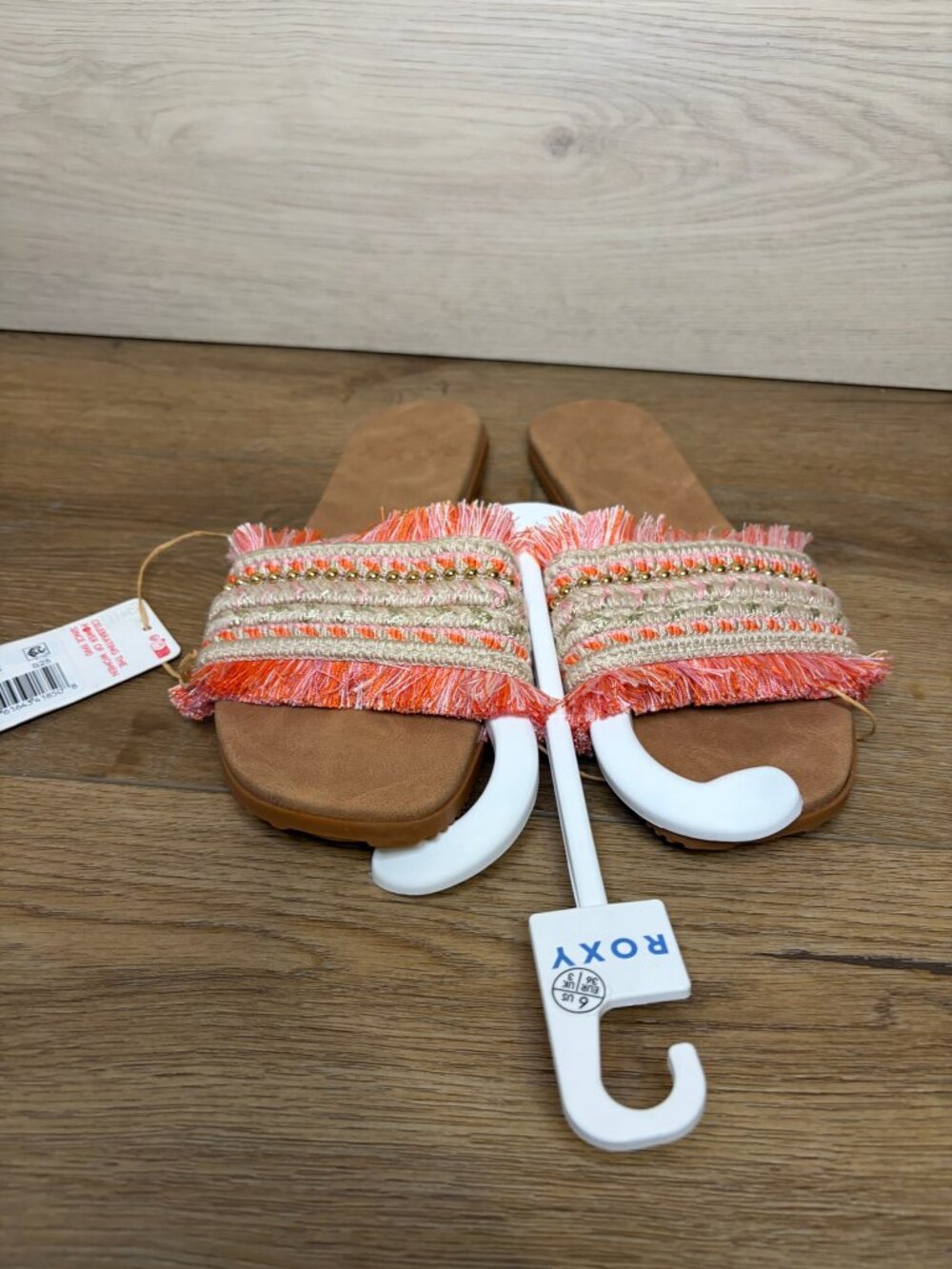 Roxy Women Positano Flat Woven Slide Sandals Open Pink Rose Size 6 NWT
